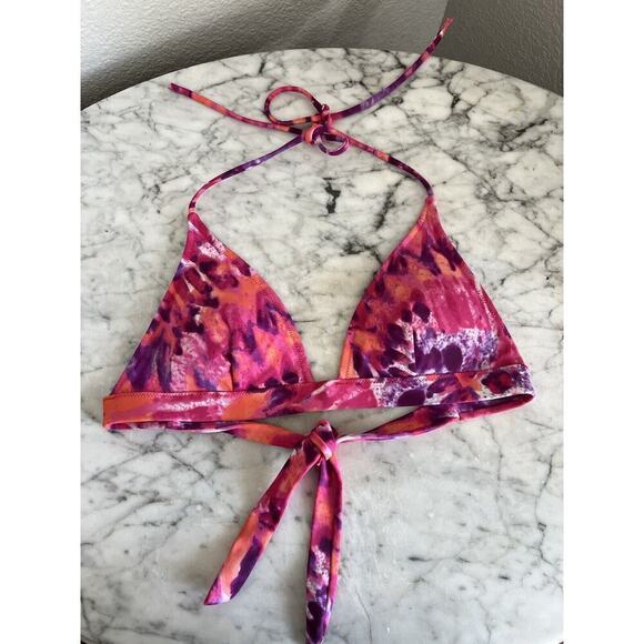 Victorias Secret Halter Bikini Swim Top Medium M Tie Dye Pink Purple - Picture 1 of 4